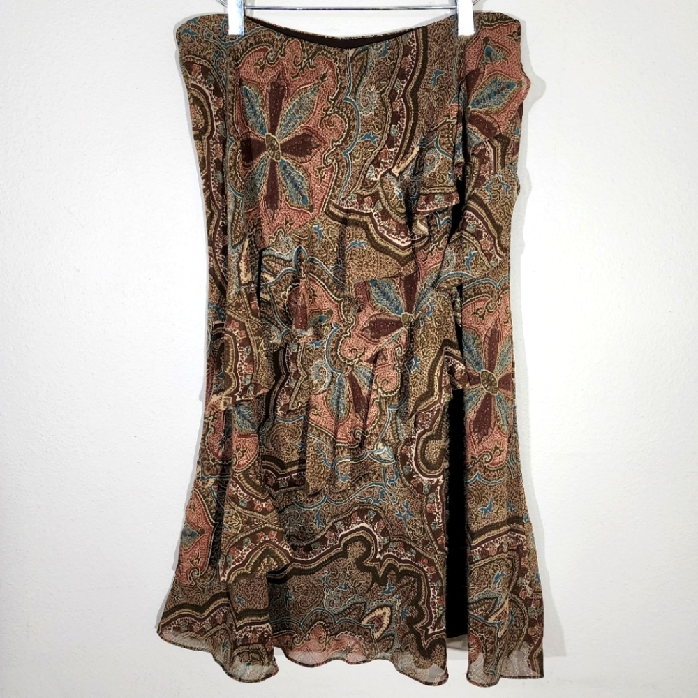 (EUC) CHAPS Ruffled Midi Skirt